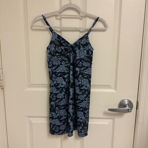 Blue Floral Spaghetti Strap Dress